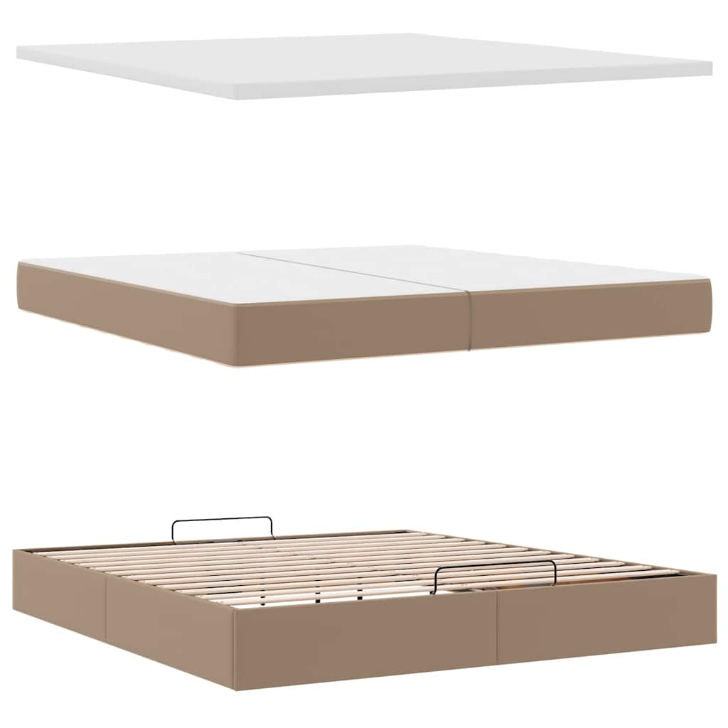 Cadre de lit ottoman et matelas cappuccino 200x200cm similicuir - XIOS