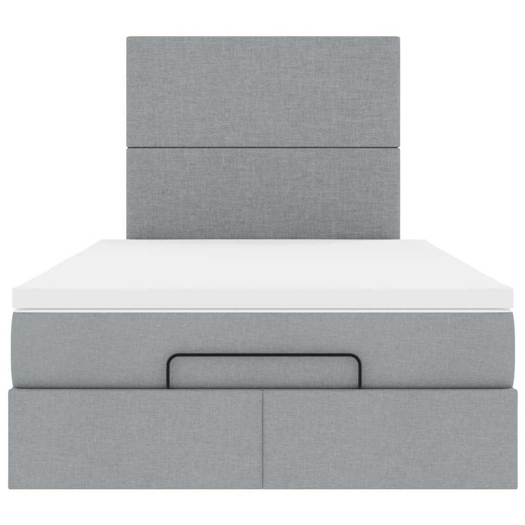 Cadre de lit ottoman avec matelas gris clair 120x190 cm tissu - XIOS