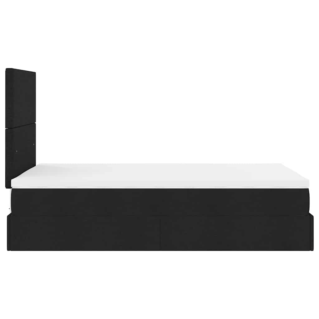 Cadre de lit ottoman avec matelas noir 120x190 cm tissu - XIOS