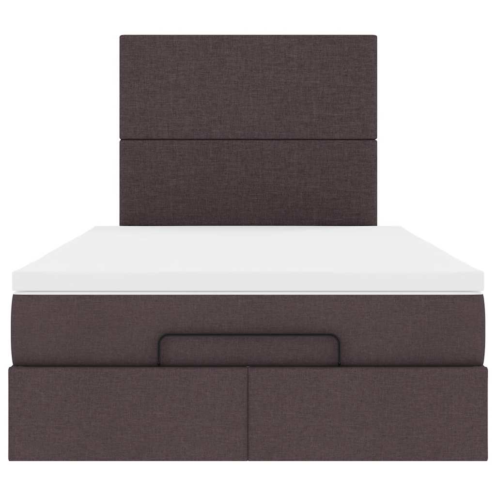 Cadre de lit ottoman avec matelas marron foncé 120x190 cm tissu - XIOS