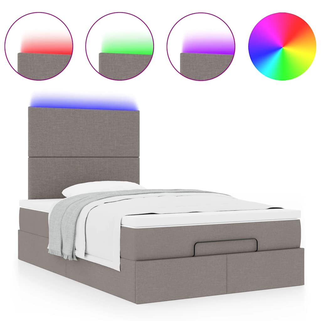 Cadre de lit ottoman avec matelas taupe 120x190 cm tissu - XIOS