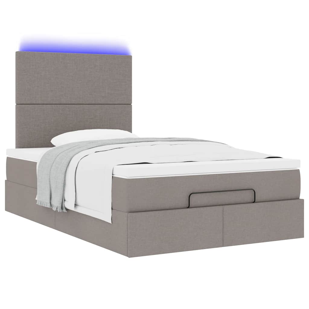 Cadre de lit ottoman avec matelas taupe 120x190 cm tissu - XIOS