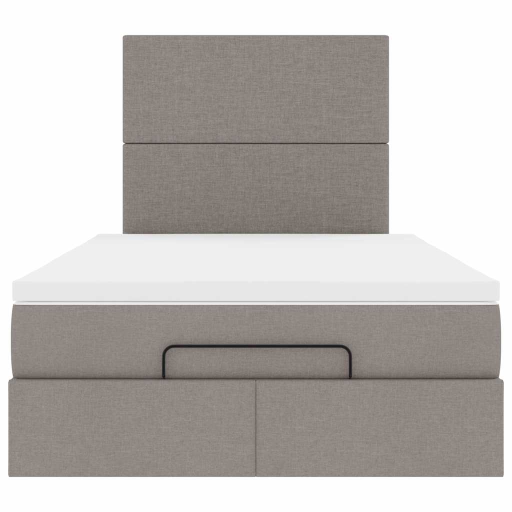 Cadre de lit ottoman avec matelas taupe 120x190 cm tissu - XIOS