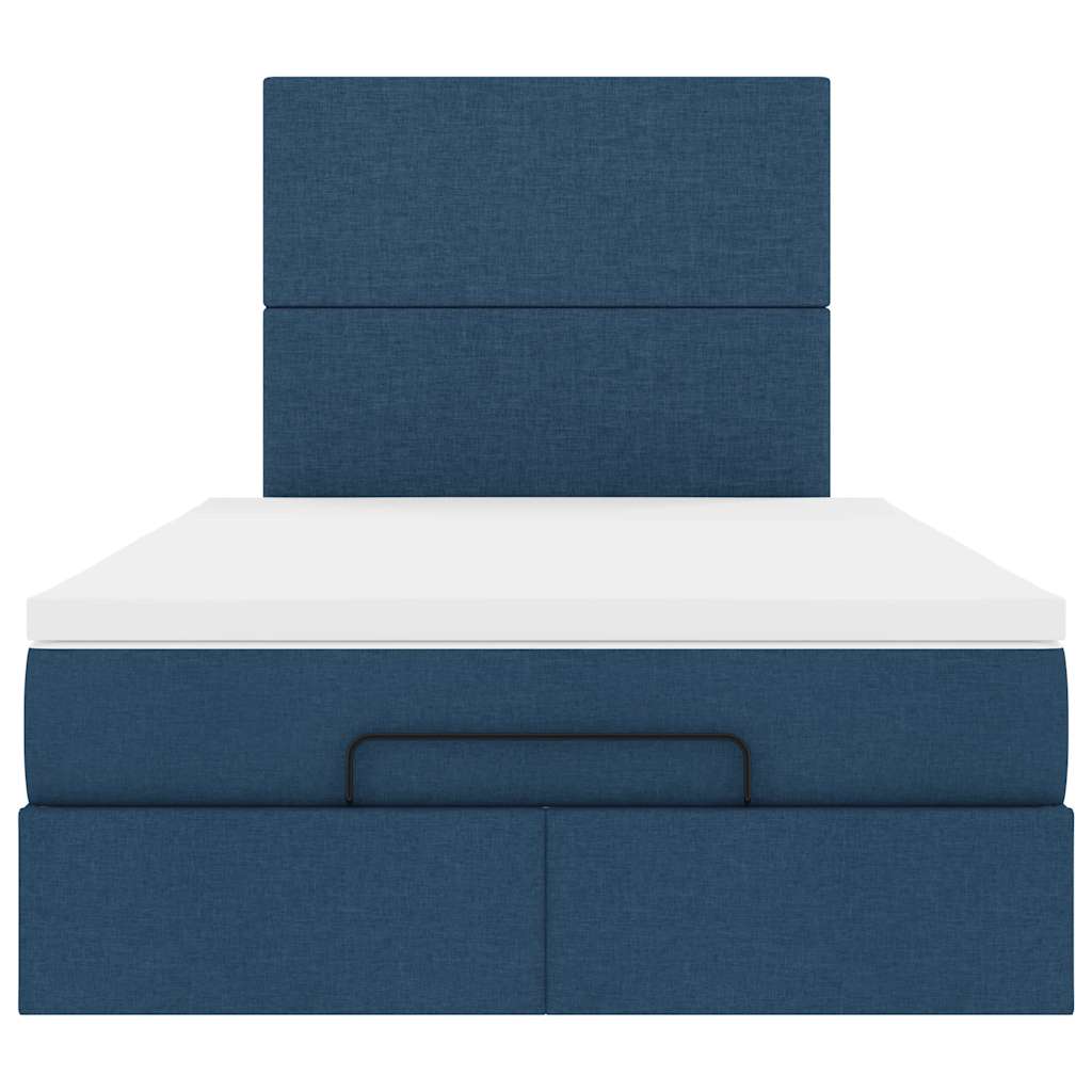 Cadre de lit ottoman avec matelas bleu 120x190 cm tissu - XIOS
