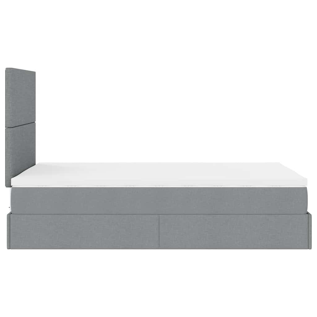 Cadre de lit ottoman et matelas gris clair 120x200 cm tissu - XIOS