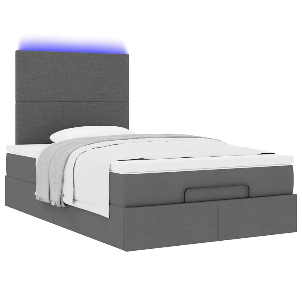 Cadre de lit ottoman avec matelas gris foncé 120x200cm tissu - XIOS