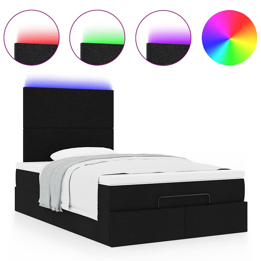 Cadre de lit ottoman avec matelas noir 120x200cm tissu - XIOS