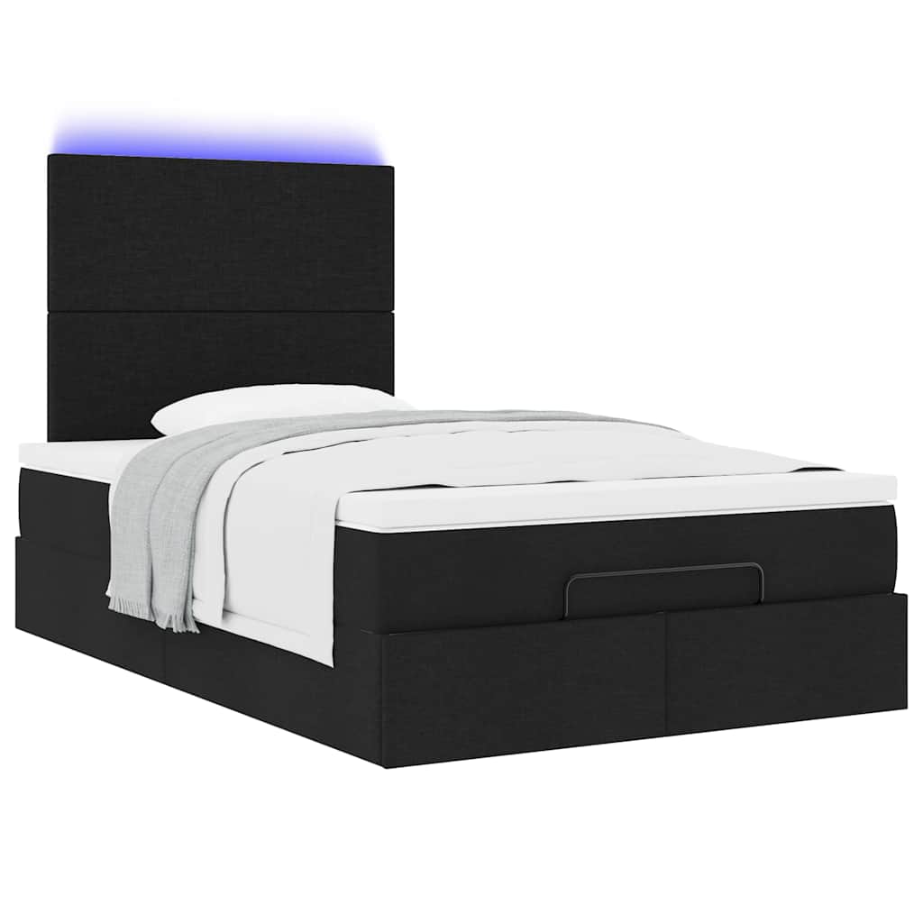 Cadre de lit ottoman avec matelas noir 120x200cm tissu - XIOS