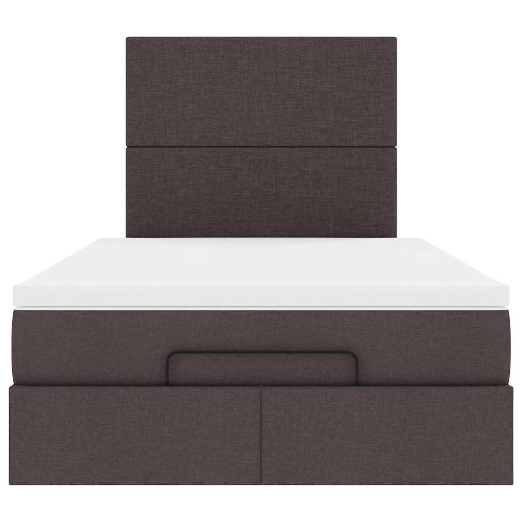 Cadre de lit ottoman avec matelas marron foncé 120x200 cm tissu