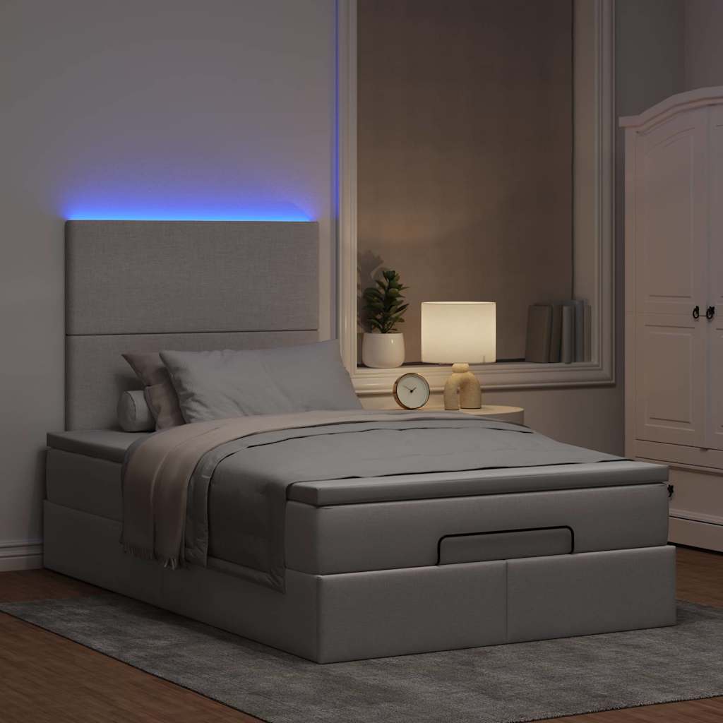 Cadre de lit ottoman avec matelas taupe 120x200 cm tissu - XIOS