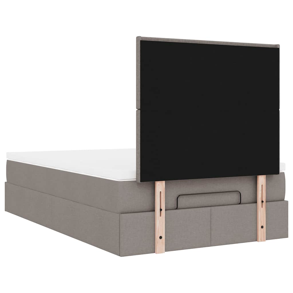 Cadre de lit ottoman avec matelas taupe 120x200 cm tissu