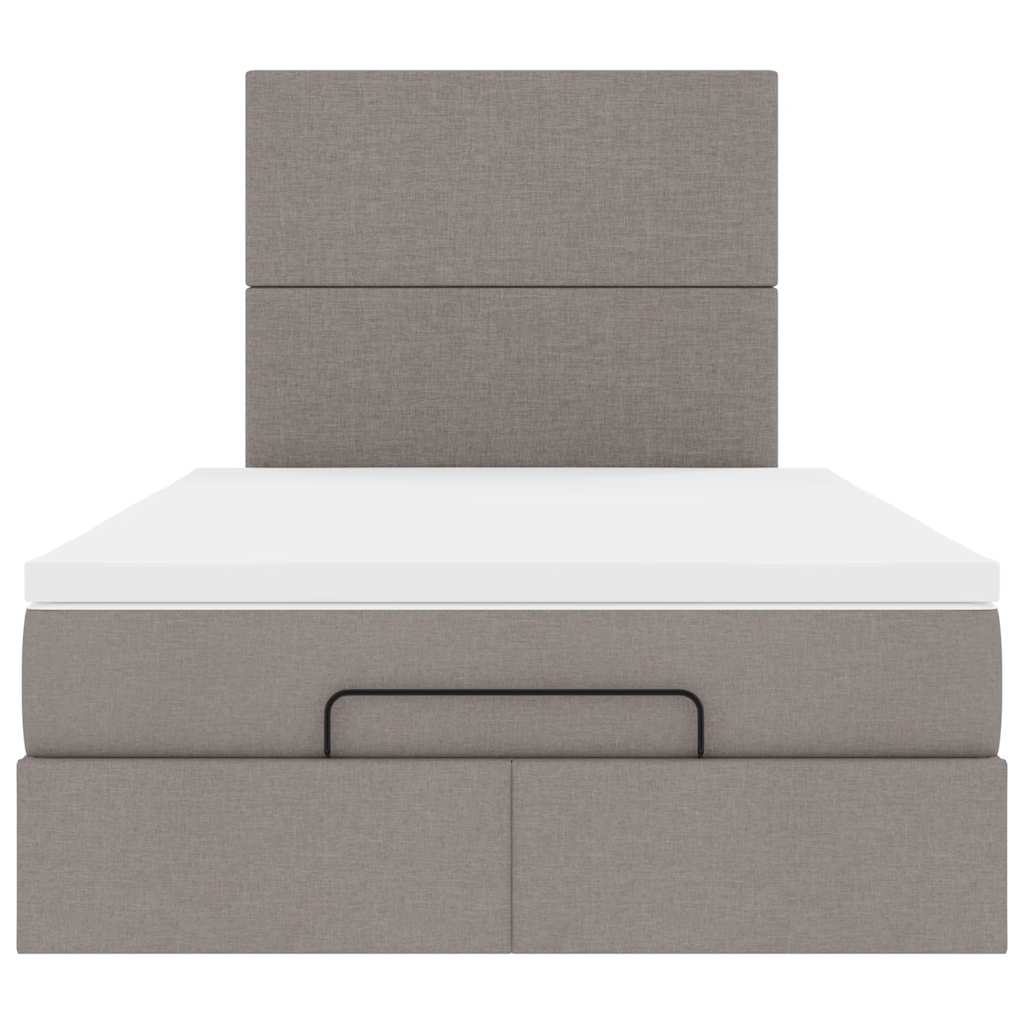 Cadre de lit ottoman avec matelas taupe 120x200 cm tissu - XIOS