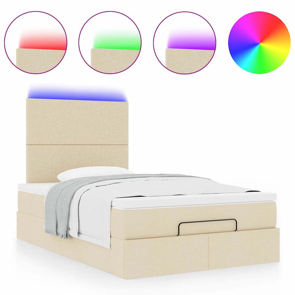Cadre de lit ottoman avec matelas crème 120x200cm tissu - XIOS