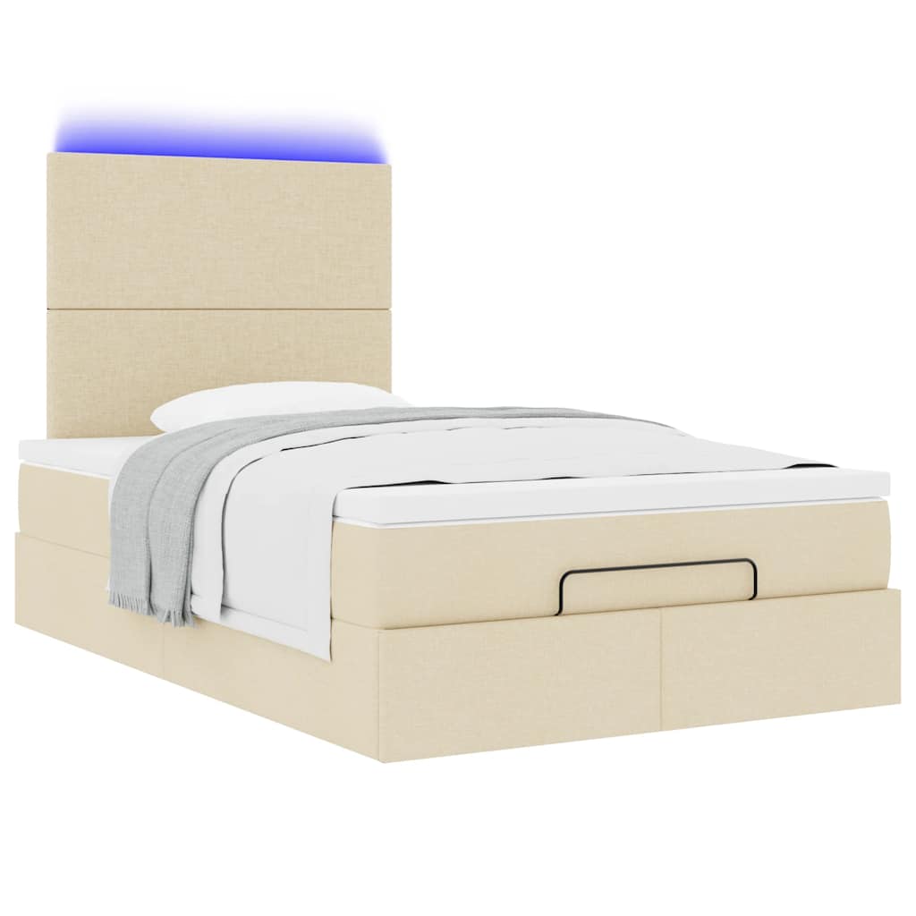 Cadre de lit ottoman avec matelas crème 120x200cm tissu - XIOS