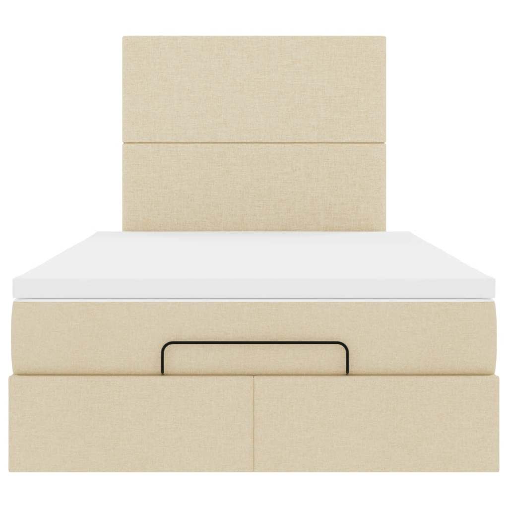Cadre de lit ottoman avec matelas crème 120x200cm tissu - XIOS