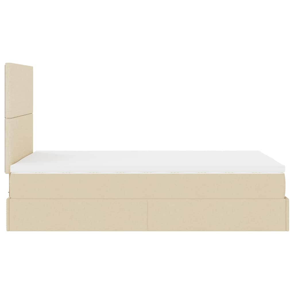 Cadre de lit ottoman avec matelas crème 120x200cm tissu - XIOS