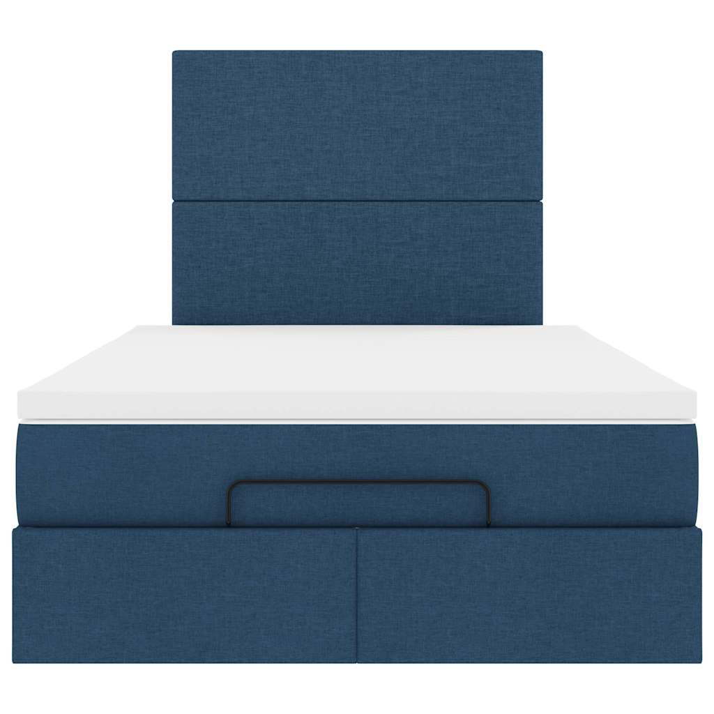 Cadre de lit ottoman avec matelas bleu 120x200 cm tissu - XIOS