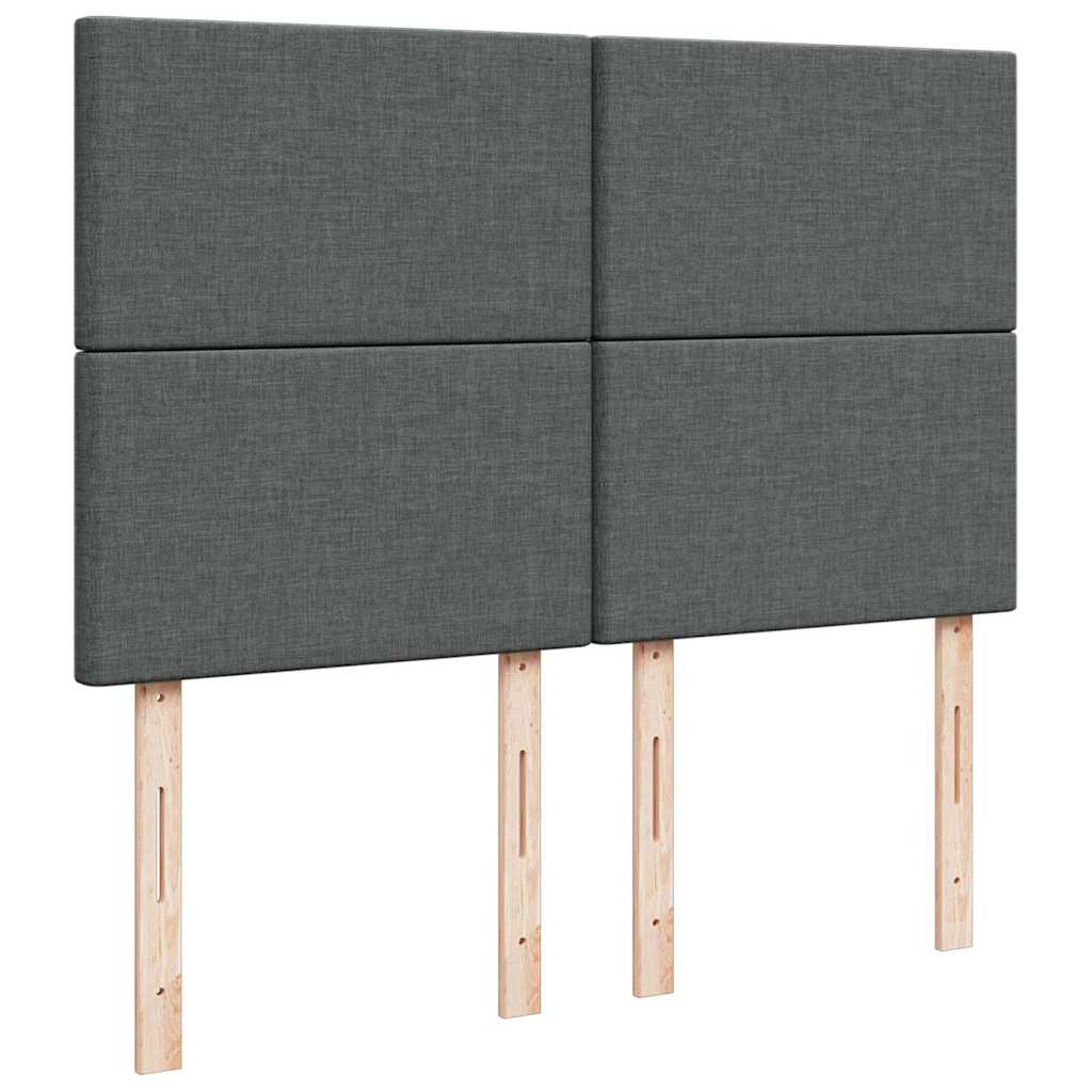 Cadre de lit ottoman avec matelas gris foncé 140x190 cm tissu - XIOS
