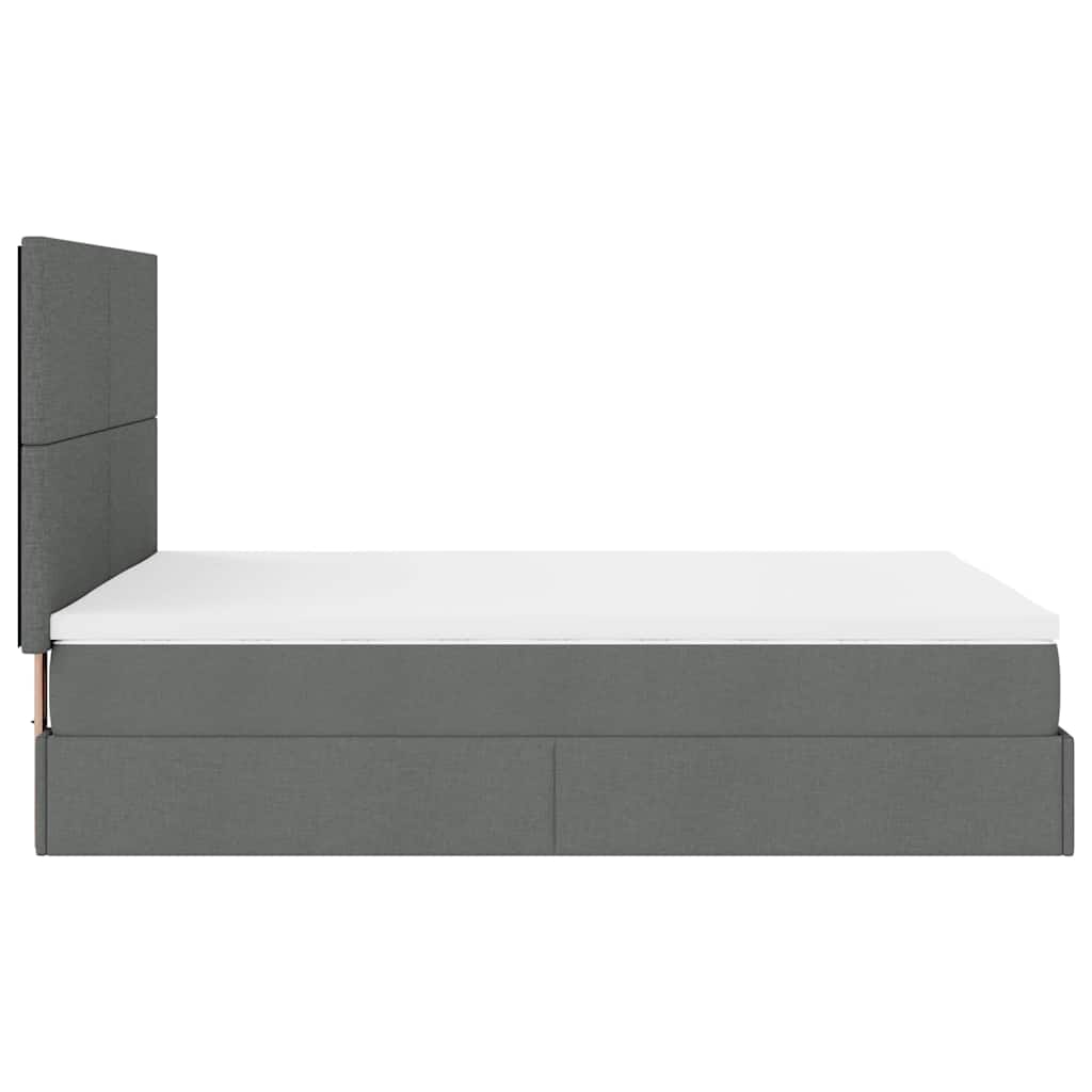 Cadre de lit ottoman avec matelas gris foncé 140x200 cm tissu - XIOS