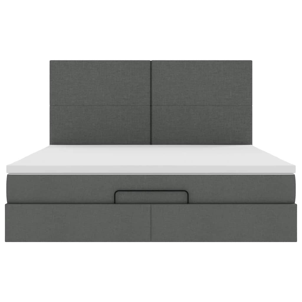 Cadre de lit ottoman avec matelas gris foncé 160x200cm tissu - XIOS