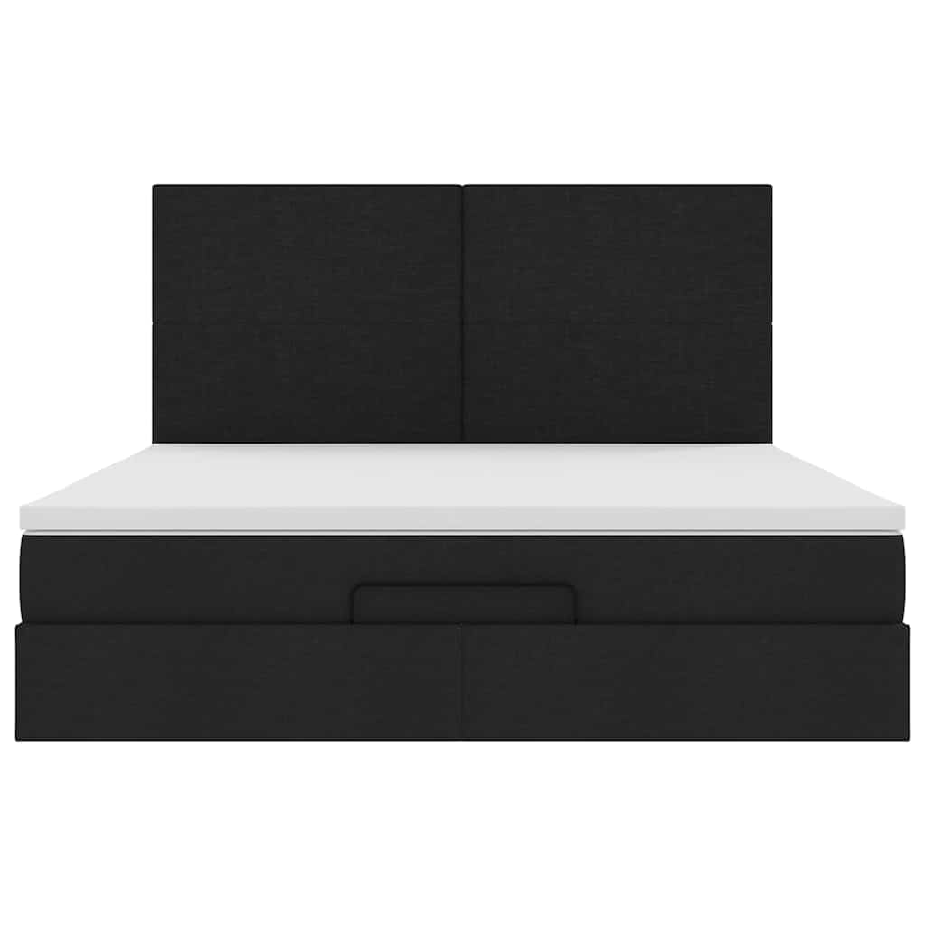 Cadre de lit ottoman avec matelas noir 180x200 cm tissu - XIOS
