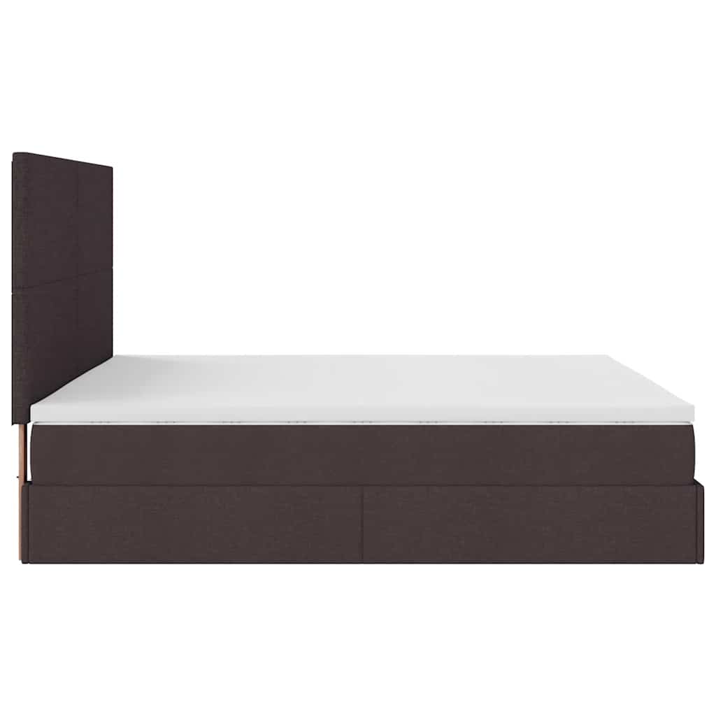 Cadre de lit ottoman avec matelas marron foncé 180x200 cm tissu - XIOS