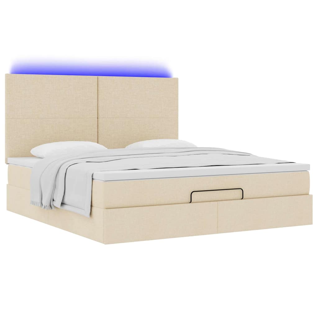 Cadre de lit ottoman avec matelas crème 180x200 cm tissu - XIOS