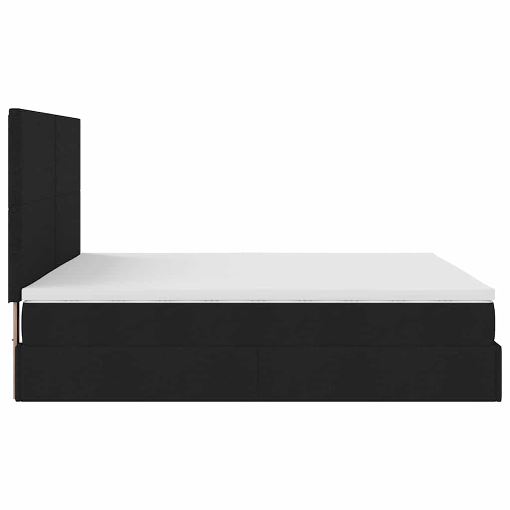 Cadre de lit ottoman avec matelas noir 200x200cm tissu - XIOS