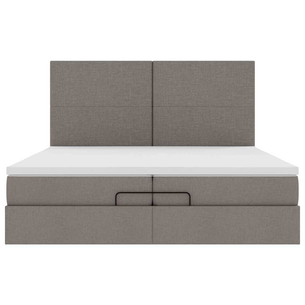 Cadre de lit ottoman avec matelas taupe 200x200cm tissu - XIOS