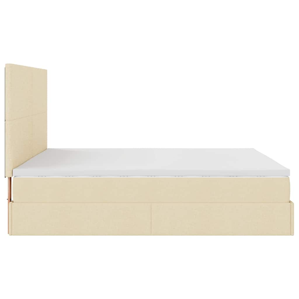 Cadre de lit ottoman avec matelas crème 200x200cm tissu - XIOS