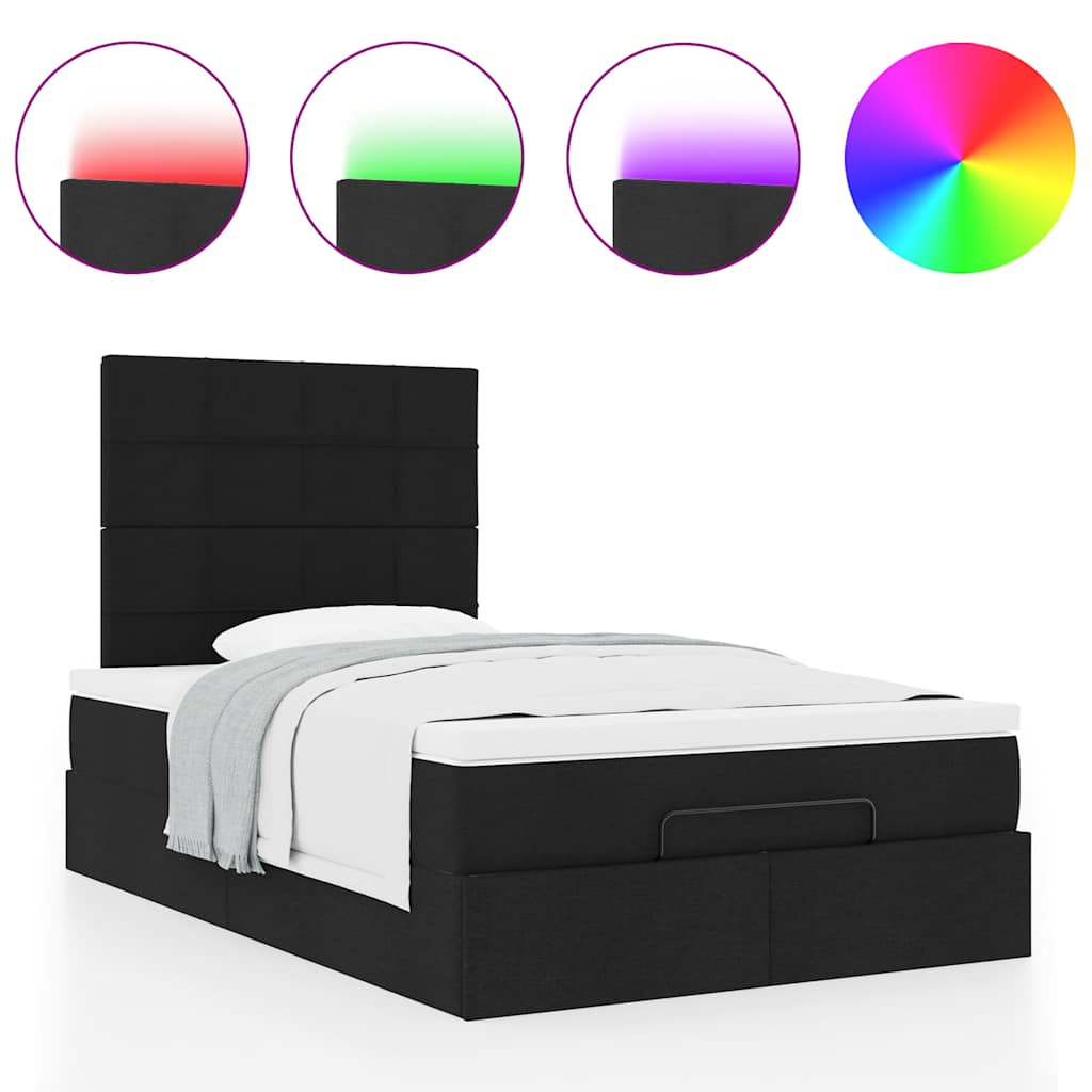 Cadre de lit ottoman avec matelas noir 120x190 cm tissu - XIOS