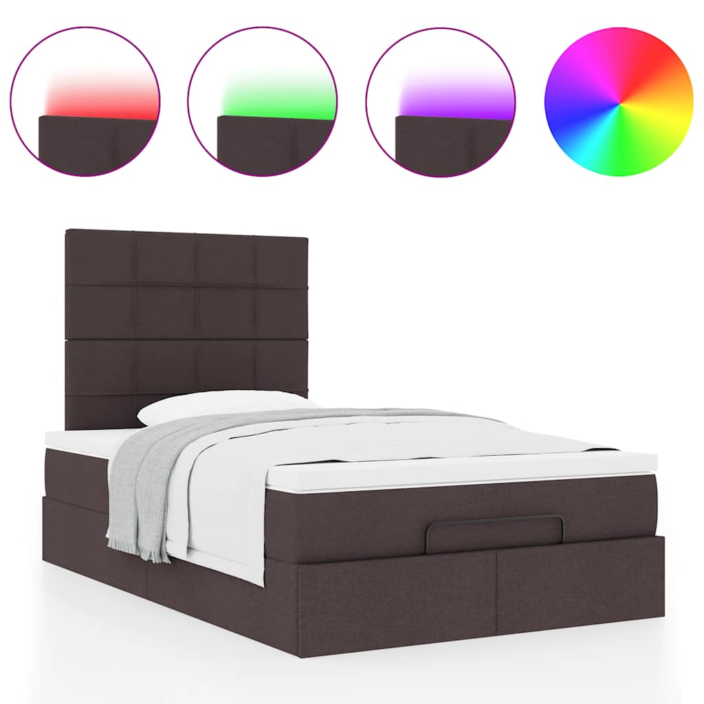 Cadre de lit ottoman avec matelas marron foncé 120x190 cm tissu - XIOS
