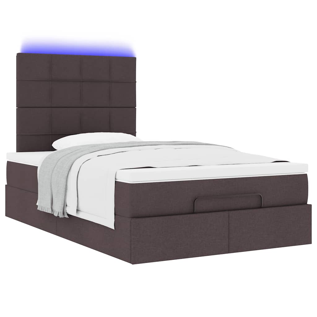 Cadre de lit ottoman avec matelas marron foncé 120x190 cm tissu - XIOS