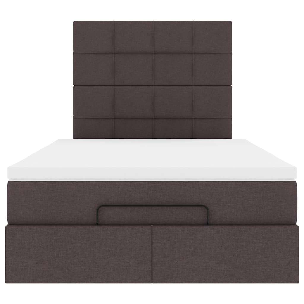 Cadre de lit ottoman avec matelas marron foncé 120x190 cm tissu - XIOS