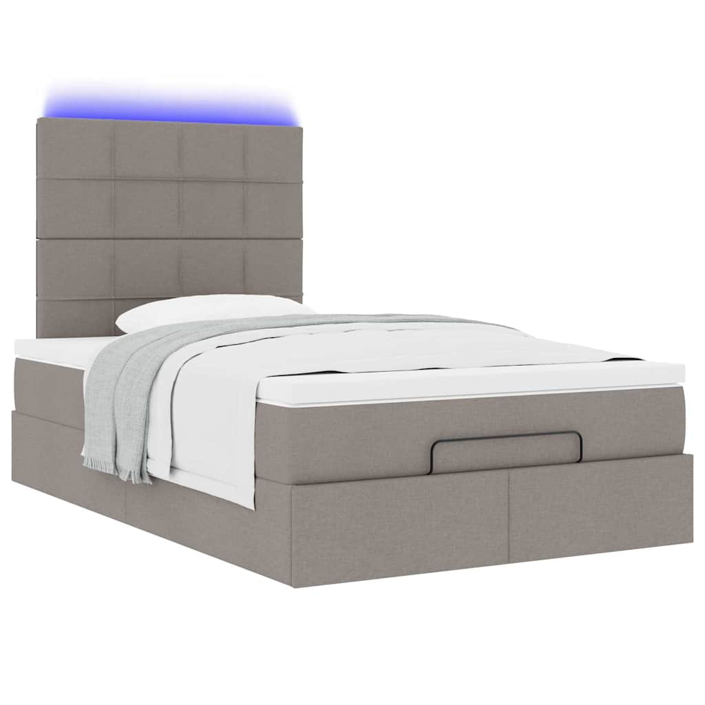 Cadre de lit ottoman avec matelas taupe 120x190 cm tissu - XIOS