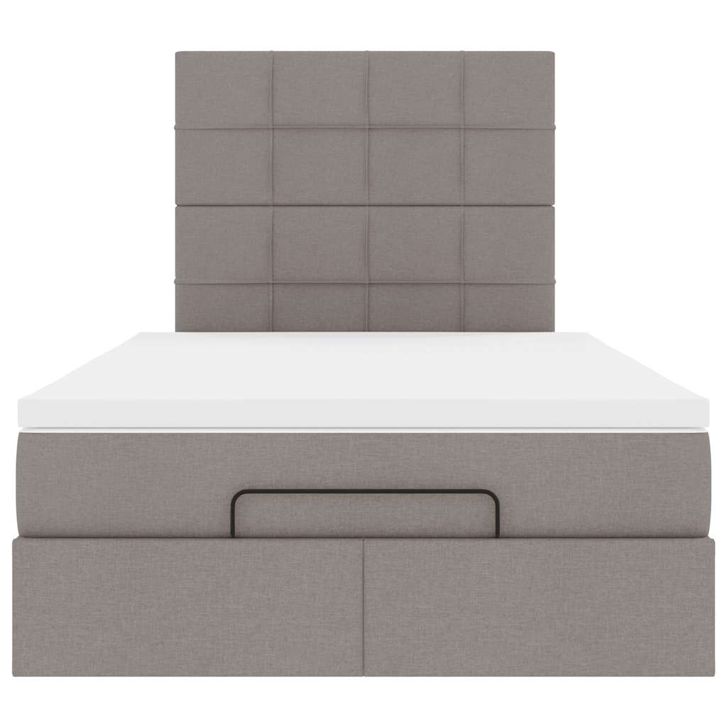 Cadre de lit ottoman avec matelas taupe 120x190 cm tissu - XIOS