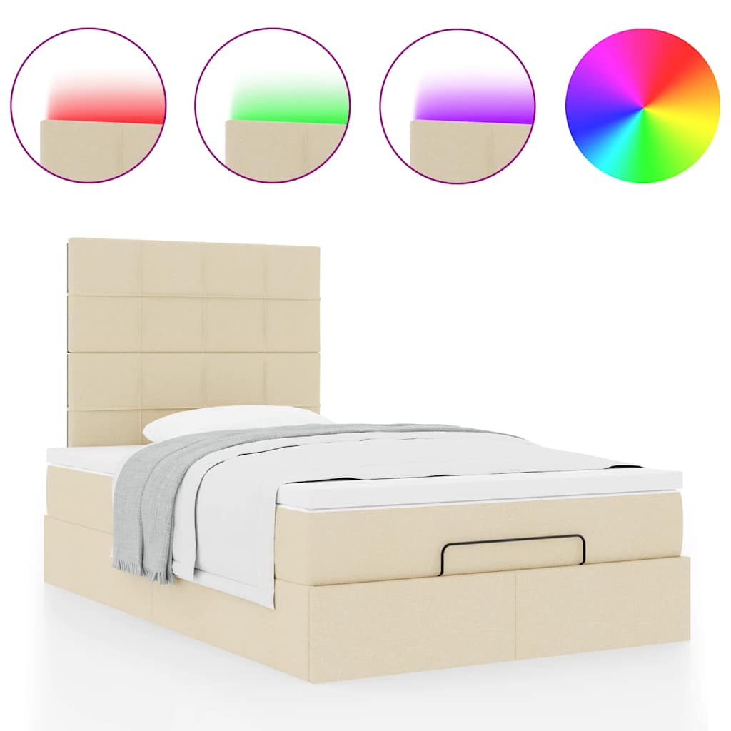 Cadre de lit ottoman avec matelas crème 120x190 cm tissu - XIOS