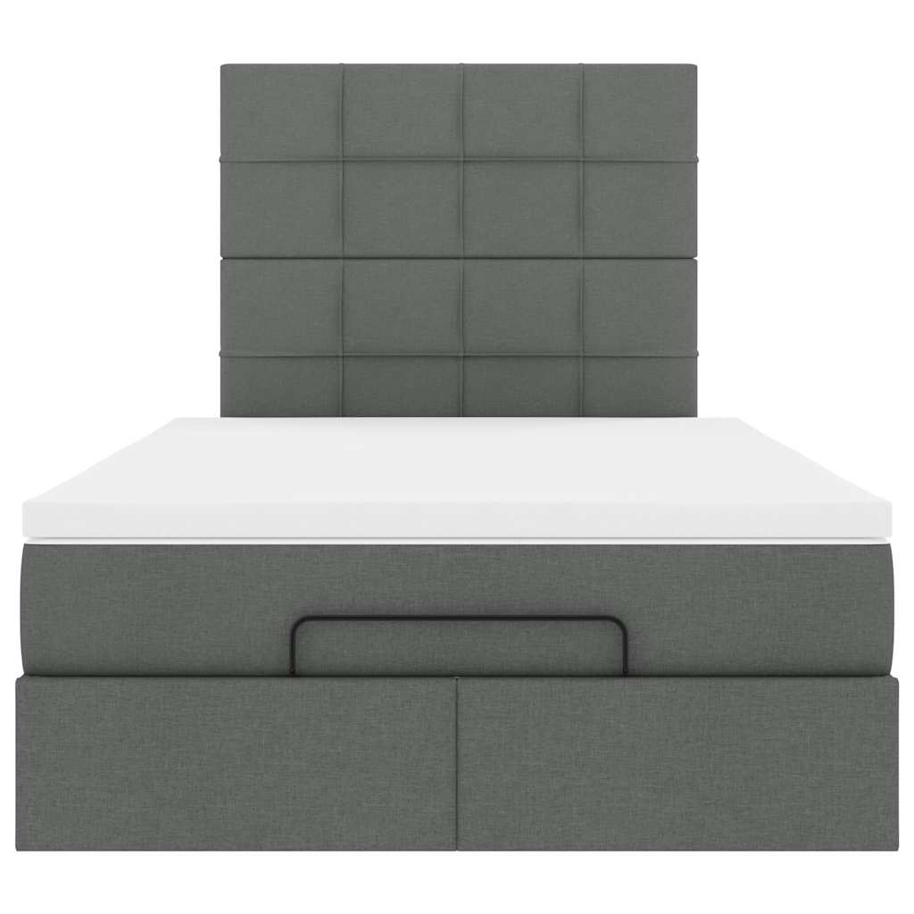 Cadre de lit ottoman avec matelas gris foncé 120x200cm tissu - XIOS