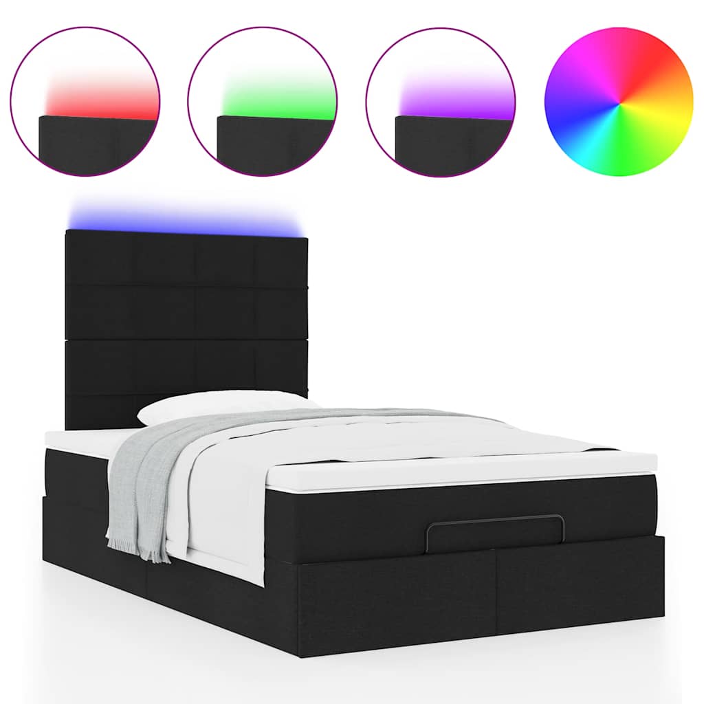 Cadre de lit ottoman avec matelas noir 120x200cm tissu - XIOS
