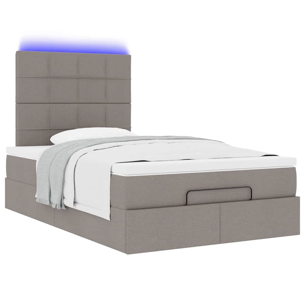 Cadre de lit ottoman avec matelas taupe 120x200 cm tissu - XIOS