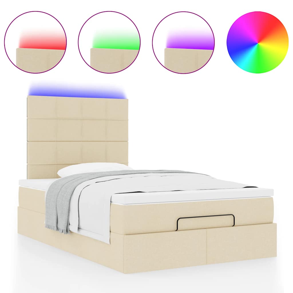Cadre de lit ottoman avec matelas crème 120x200cm tissu - XIOS