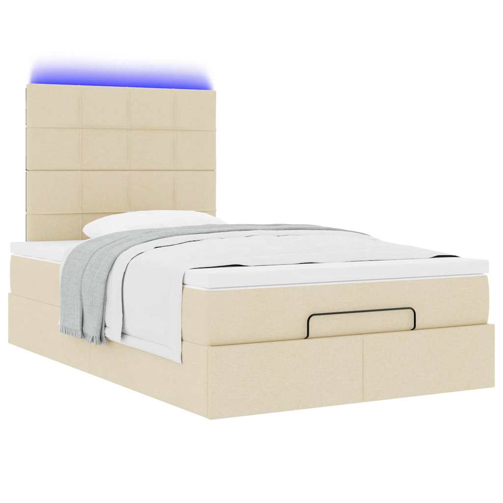 Cadre de lit ottoman avec matelas crème 120x200cm tissu - XIOS