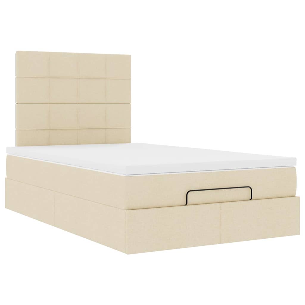 Cadre de lit ottoman avec matelas crème 120x200cm tissu - XIOS