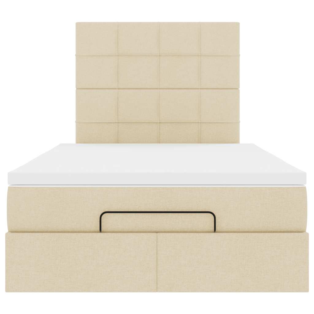 Cadre de lit ottoman avec matelas crème 120x200cm tissu - XIOS