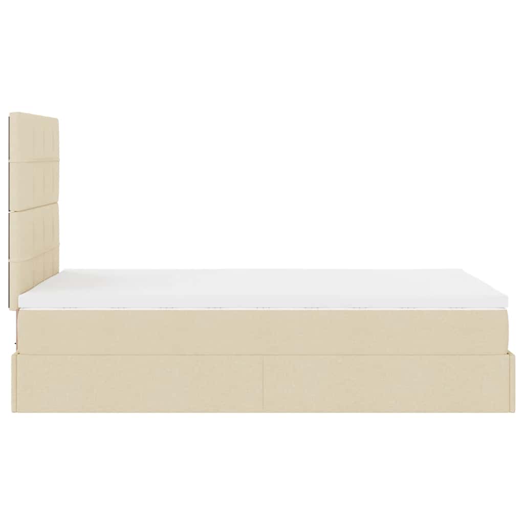 Cadre de lit ottoman avec matelas crème 120x200cm tissu - XIOS