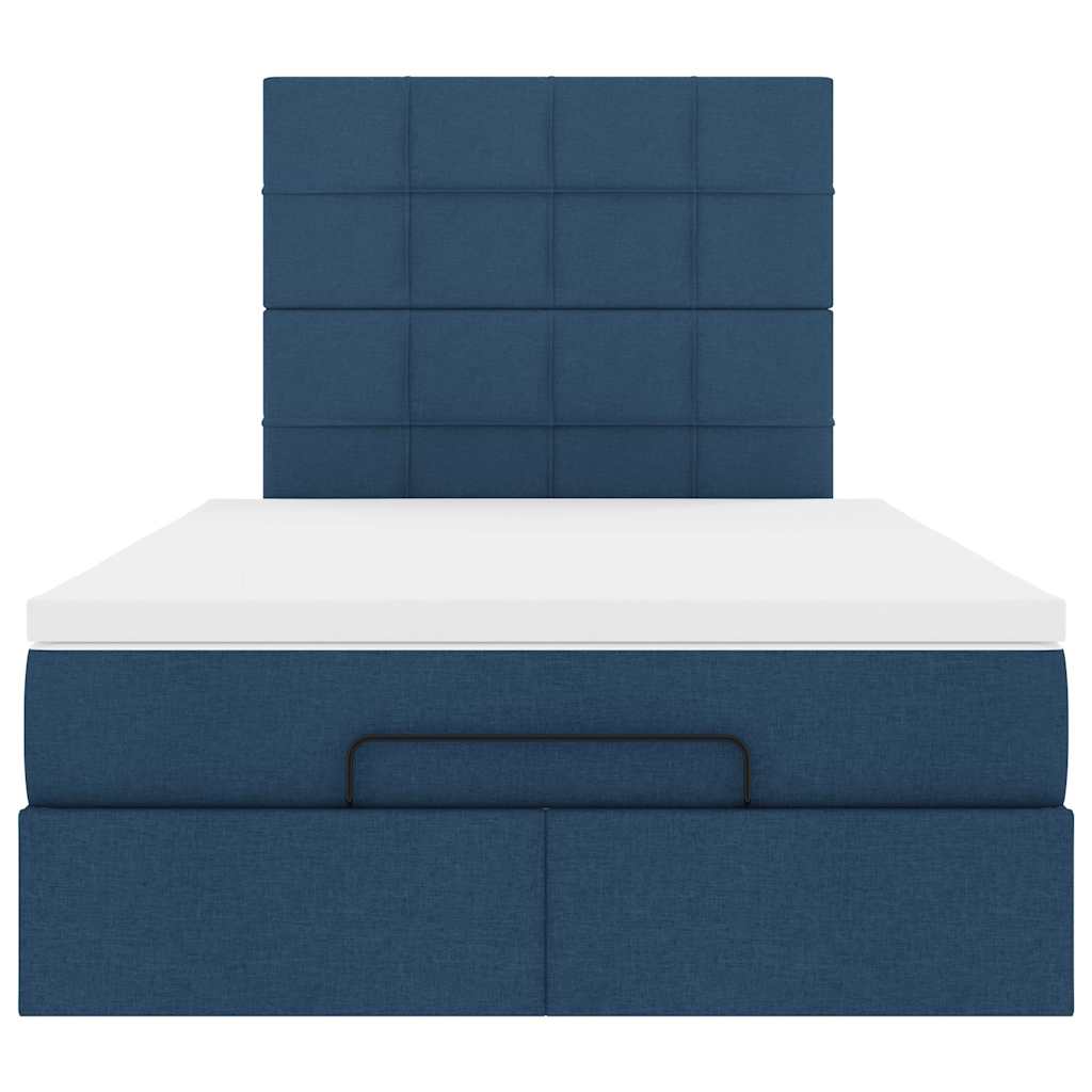 Cadre de lit ottoman avec matelas bleu 120x200 cm tissu - XIOS