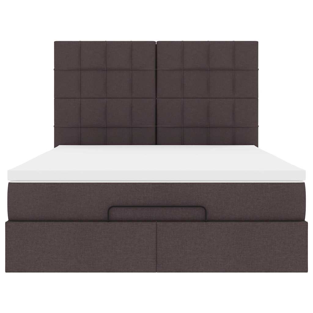 Cadre de lit ottoman avec matelas marron foncé 140x190 cm tissu - XIOS