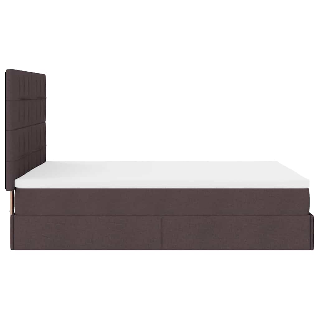 Cadre de lit ottoman avec matelas marron foncé 140x190 cm tissu - XIOS