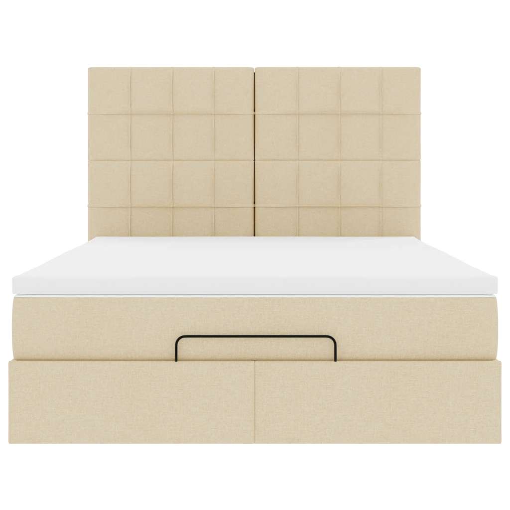 Cadre de lit ottoman avec matelas crème 140x190 cm tissu - XIOS