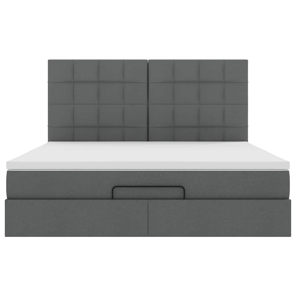 Cadre de lit ottoman avec matelas gris foncé 160x200cm tissu - XIOS